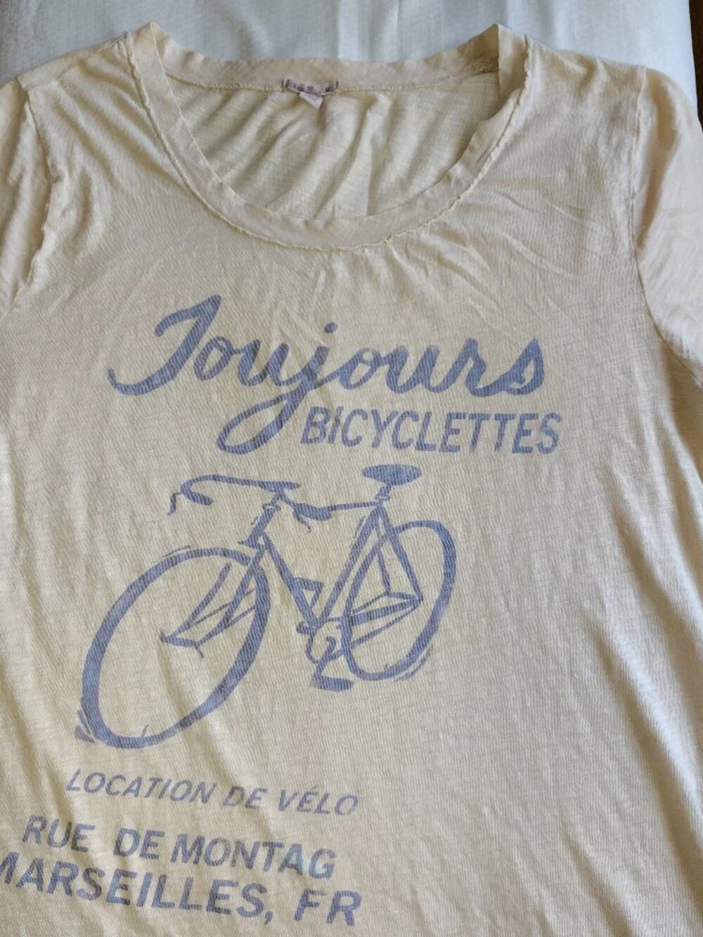 J Crew Toujours Bicyclettes French Cotton T Shirt Medium